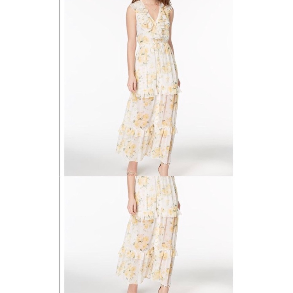 Macy’s Disney Princess Tiered Floral Maxi Dress 🌼🤍💛